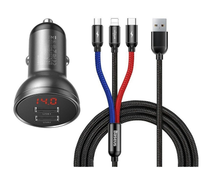 Ładowarka do smartfonów Baseus ładowarka samochodowa 2x USB 4,8A 24W z LCD